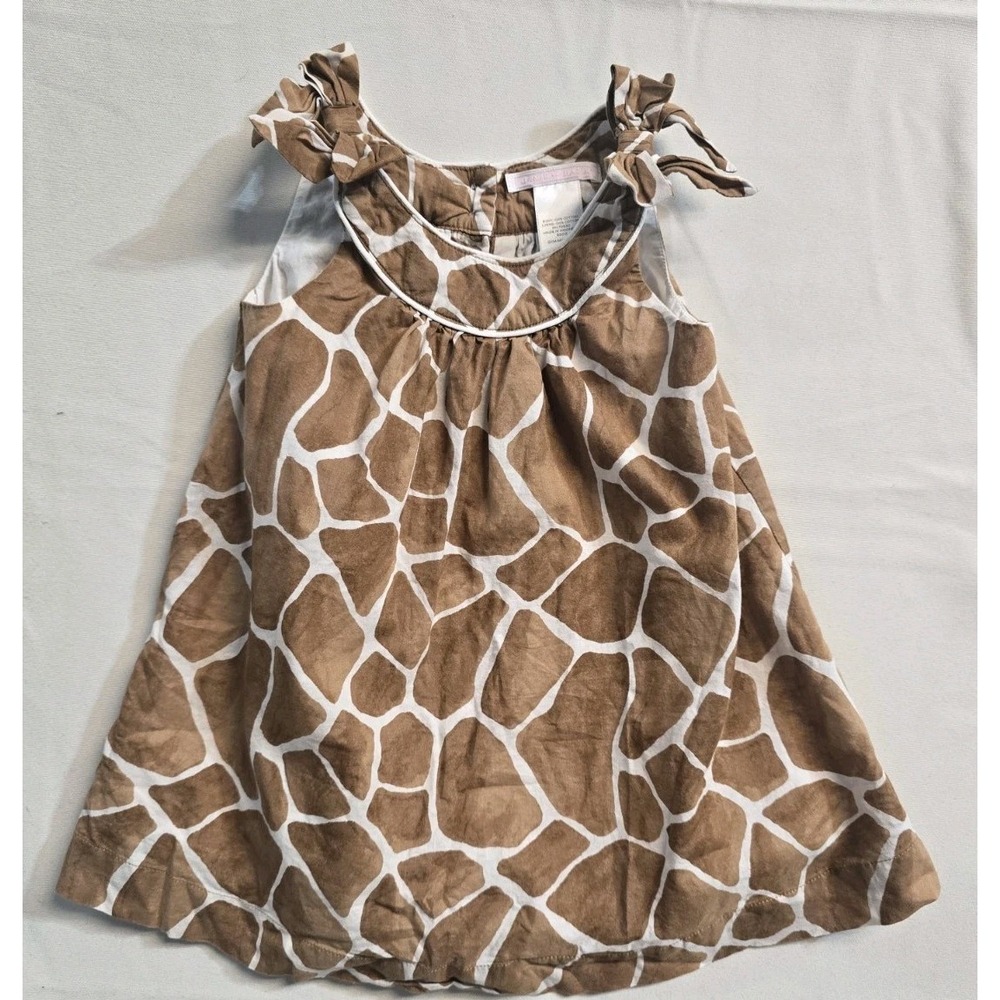 Janie And Jack Girls Dress Giraffe Print Brown 12-18